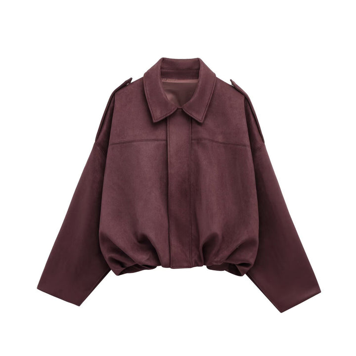 Dam Kort Oversize Jacka i Cape Look med Balloon-Shaped Nederkant