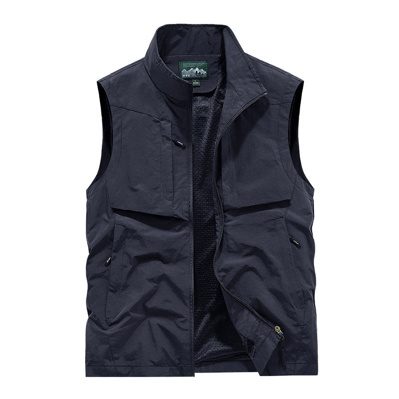 Herr Utility Utomhus Väst med Mesh Foder, Hel Dragkedja och Flera Fickor