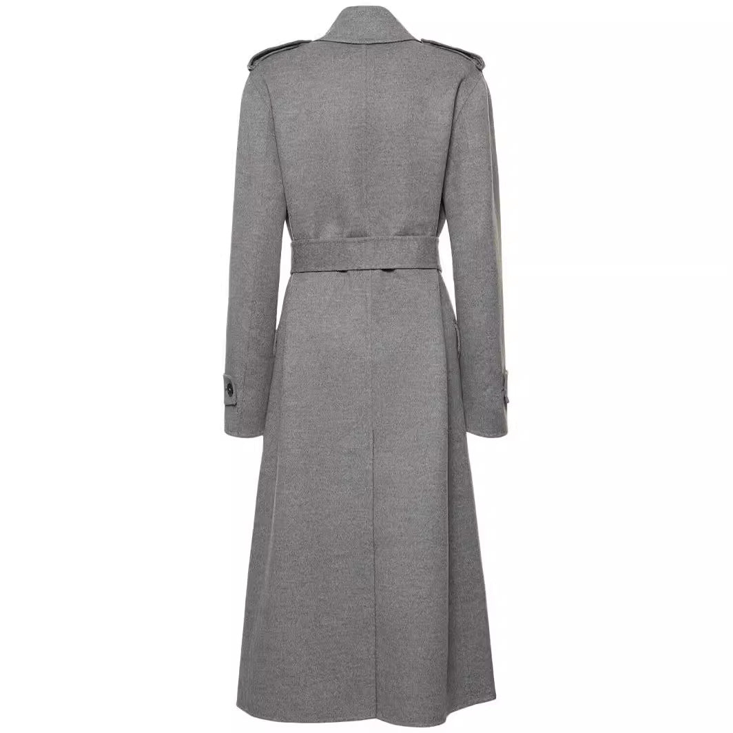Dam Mid-length skräddad Double-breasted trenchcoat gjord ullblandning med Flared fåll