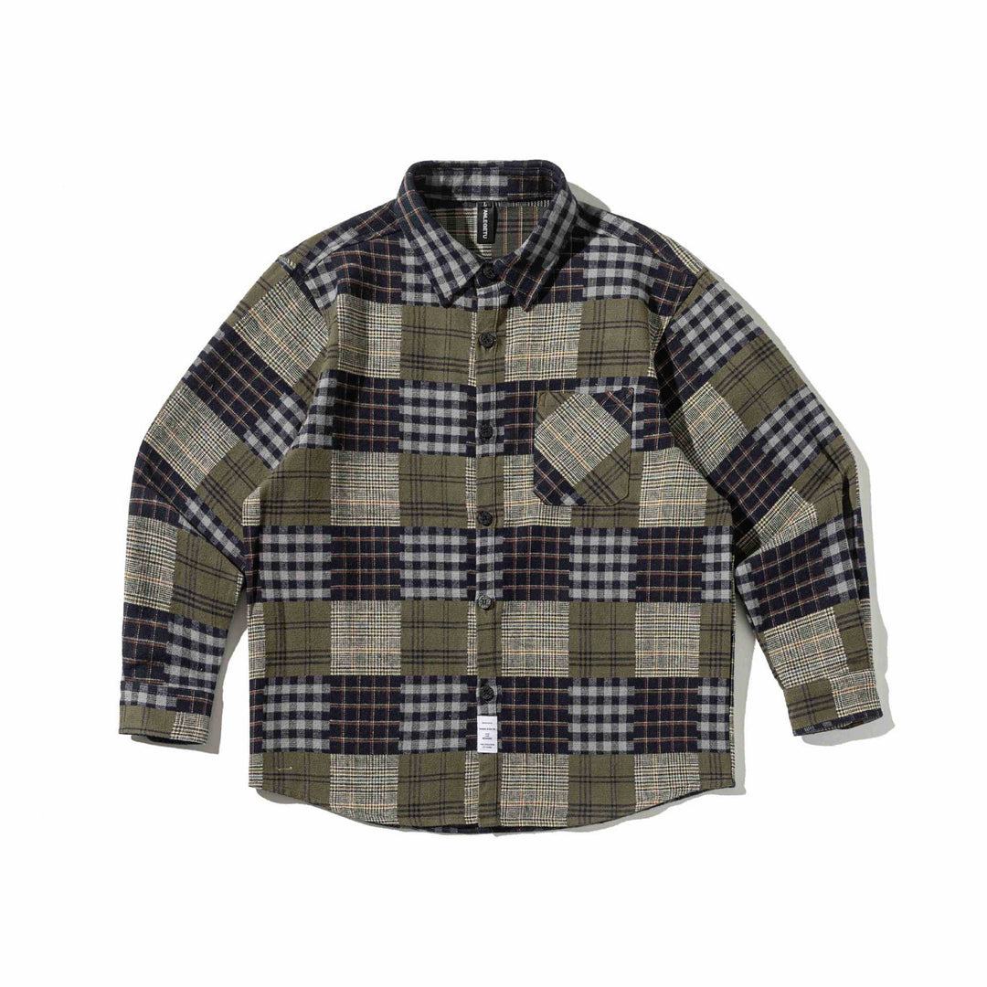 Herr Rutig Patcharbete Flanell overshirt med bröstficka
