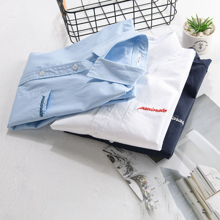 Herr Relaxed-Fit Bomull Överskjorta med Embroidery på Bröstficka