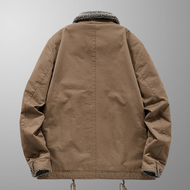 Herr Insulated Canvas Work Jacka med Sherpa Foder och Skjorta Krage