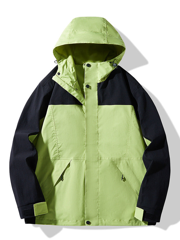 Herr teknisk Colorblock softshell regnjacka med justerbar huva
