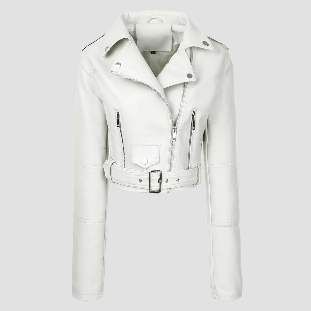 Dam Trendig Bikerjacka med Belt
