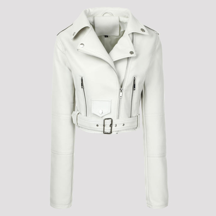Dam Trendig Bikerjacka med Belt