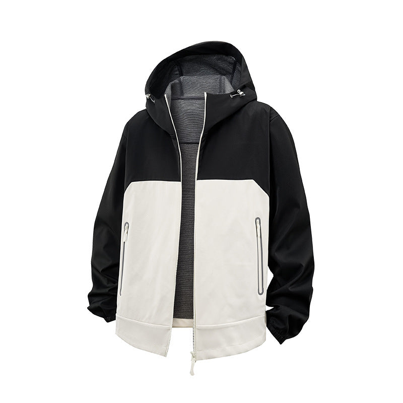 Herr Softshell Frilufts Jacka med Huva, Vattenavvisande och Kontrast Inlägg