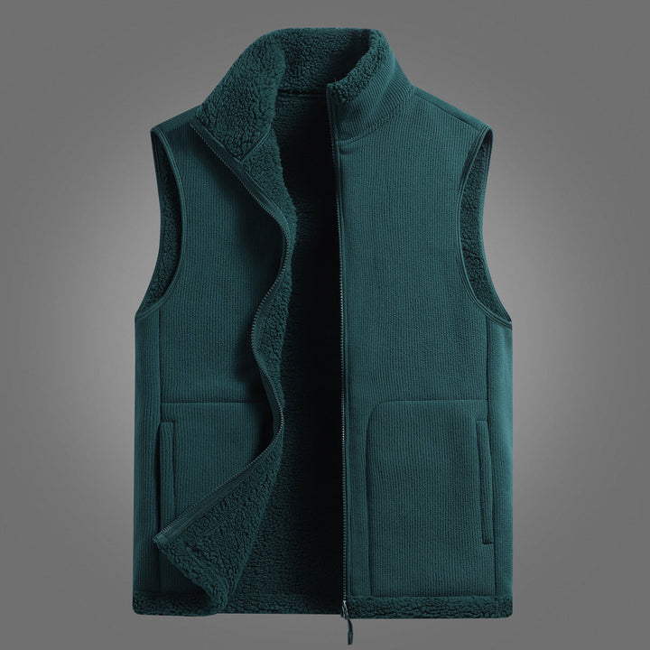 Dam lätt sherpa Layered väst med Ribbed Exterior material, hög ståkrage och framfickor