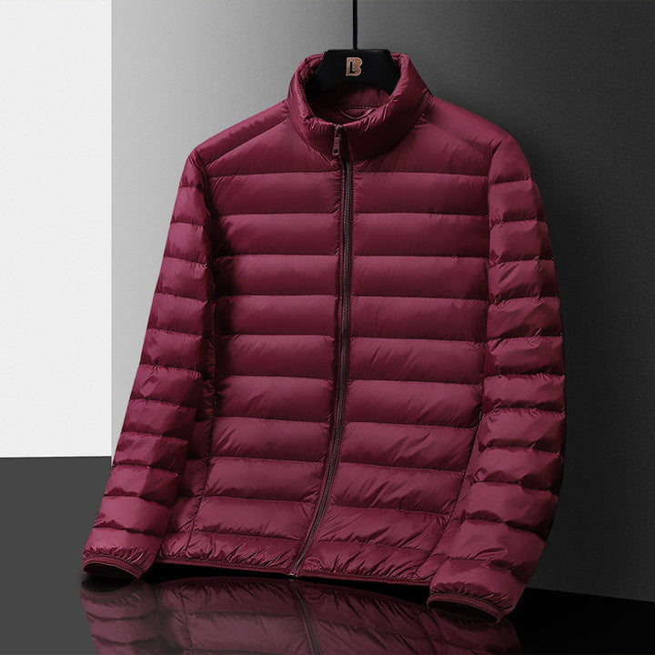 Herr Ultraleight Quiltad Dun Look Quiltad Jacka med Stående Krage och Pack Function