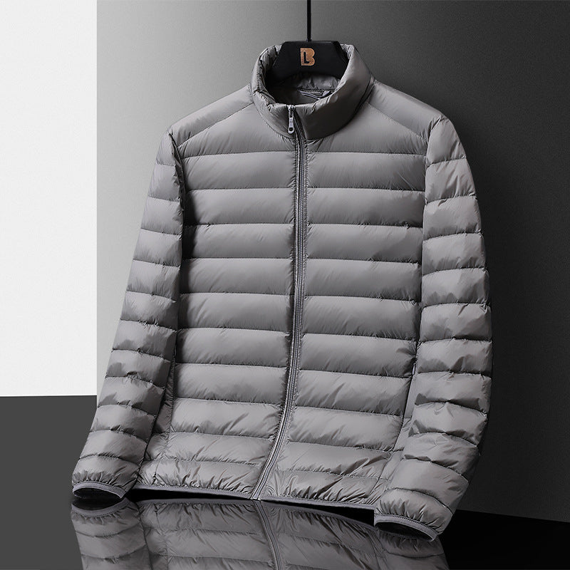 Herr Ultraleight Quiltad Dun Look Quiltad Jacka med Stående Krage och Pack Function