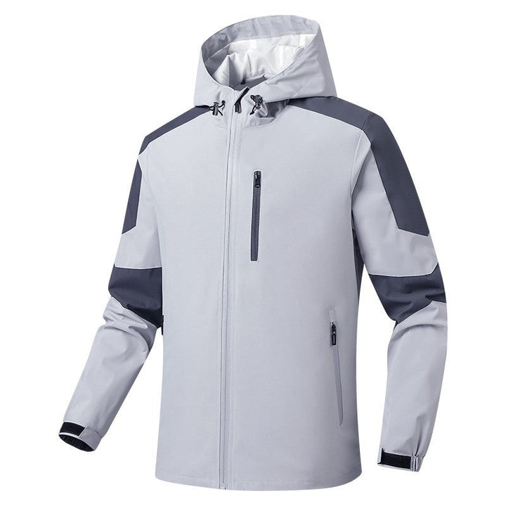 Herr Andningsbar Softshell-Hardshell Hybrid Jacka med Huva och Vattentät Dragkedjefickor