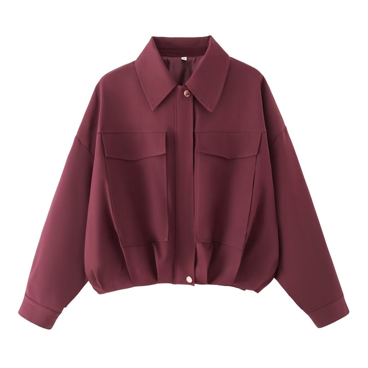 Dam Oversized Utility Jacka med Lockfickor, Drop Axel och Elastic Fåll