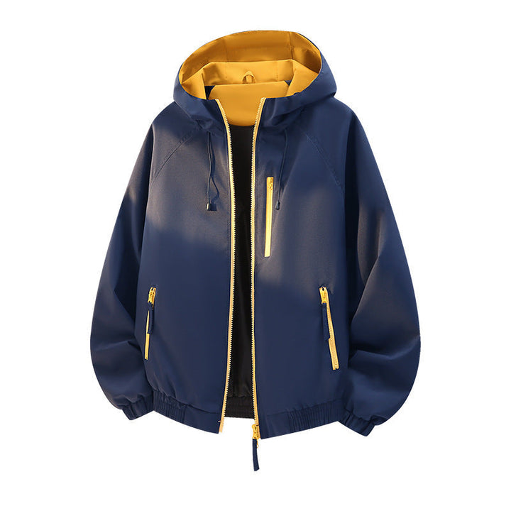 Dam lätt med huva shell jacka in urban look med kontrasterande foder, zippered fickor, och elastic fåll