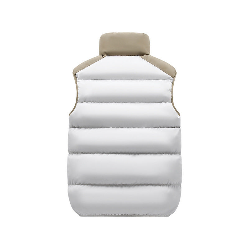 Herr Termisk Quiltad Väst med Hög Ståkrage, Färg Block Design &amp; Dragkedja Fickor