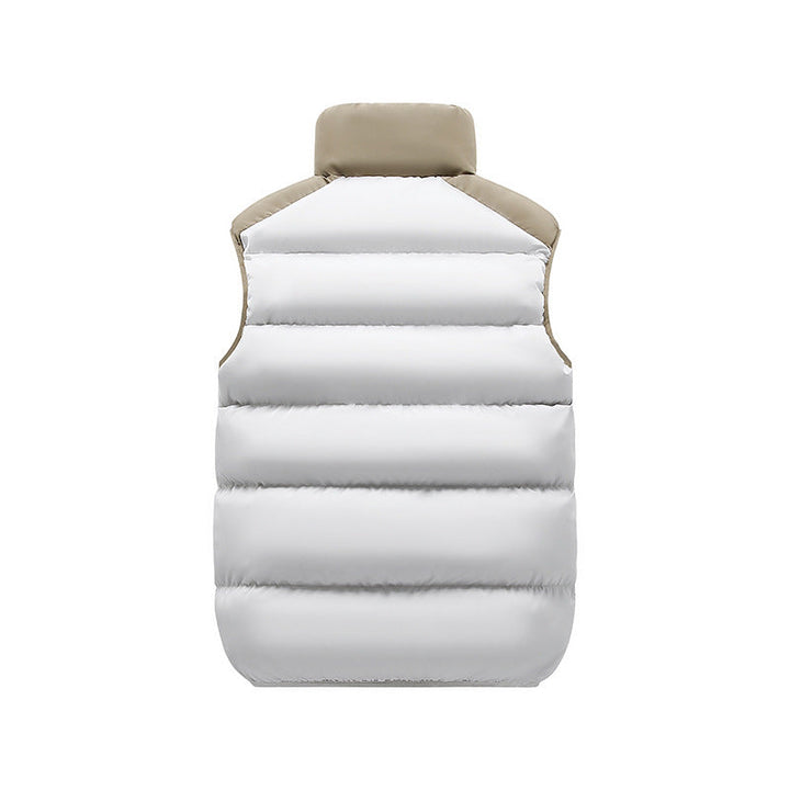 Herr Termisk Quiltad Väst med Hög Ståkrage, Färg Block Design &amp; Dragkedja Fickor