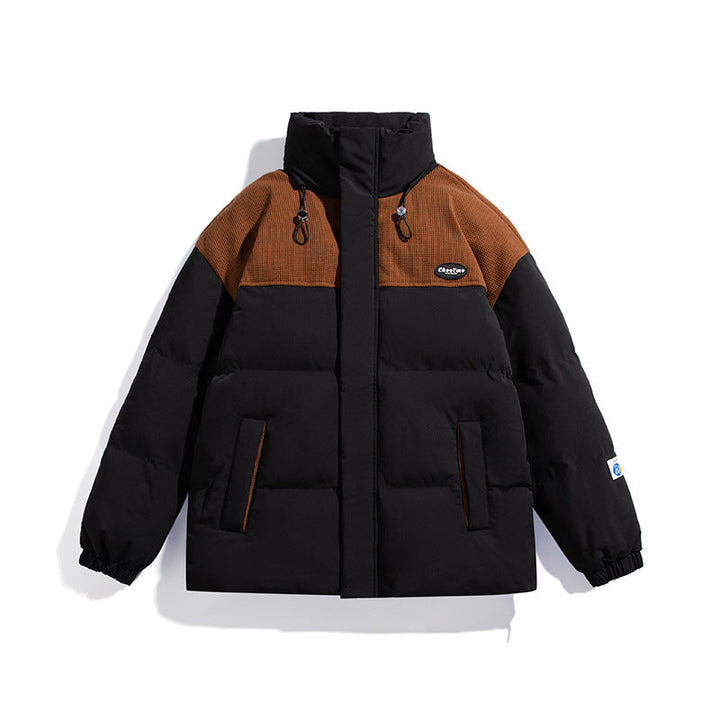 Herr vadderad Oversize quiltad Jacka med Hög ståkrage och Contrasting Axel Panel