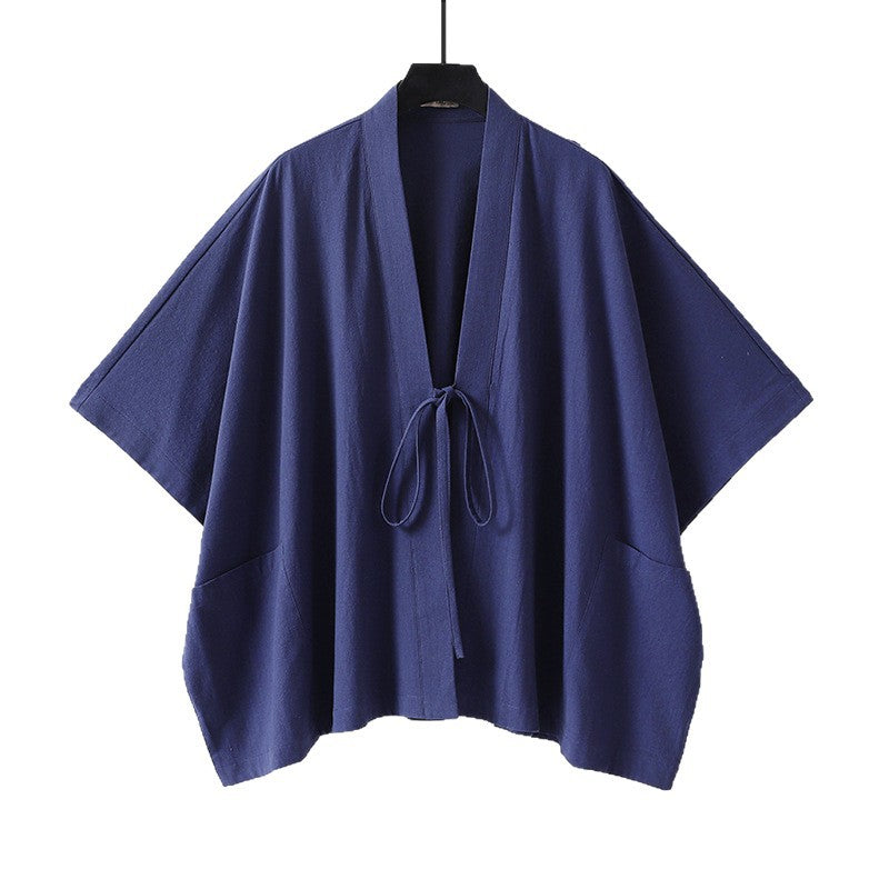 Dam oversize Kimono kofta med Tie och utanpåfickor