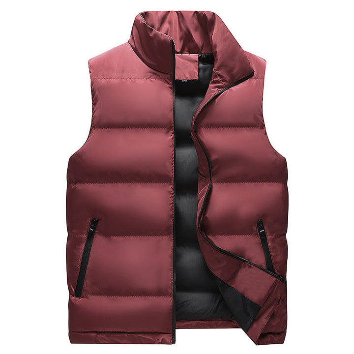 Herr Minimalistisk Utomhus Vadderad Väst med Wide Block Quilting, Insulated Padding, och Dold Dragkedjefickor