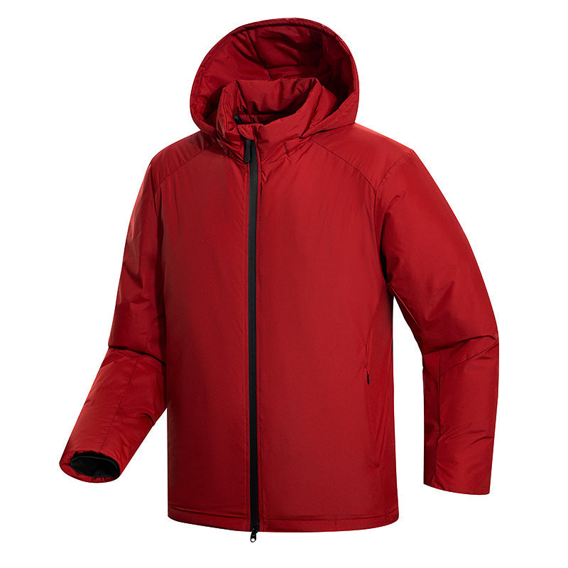 Herr Minimalistisk Termisk Luvtröja Jacka med Quiltad Insulation och Concealed Dragkedja