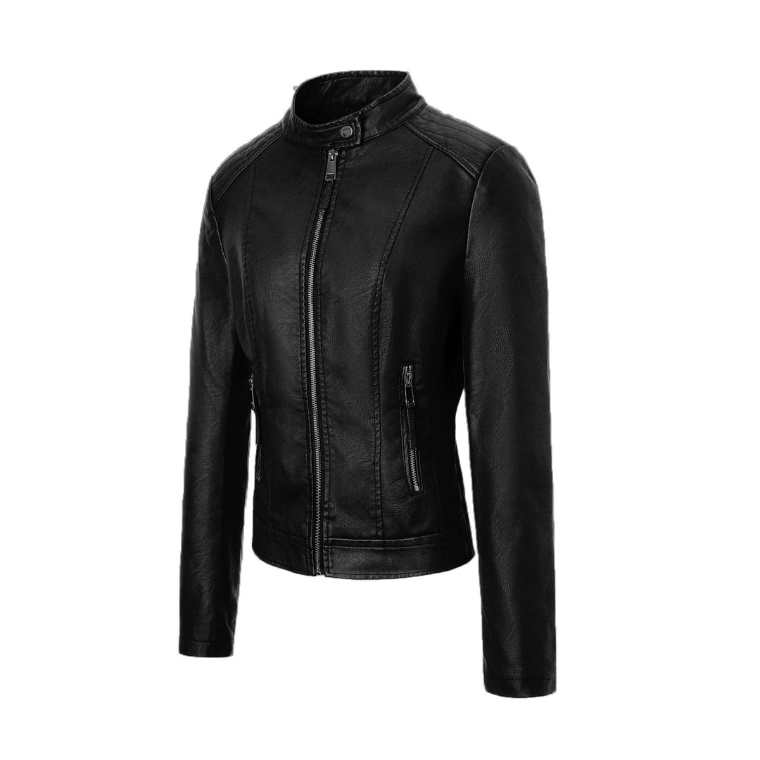 Dam Slim-passform Biker läder jacka med Stand krage