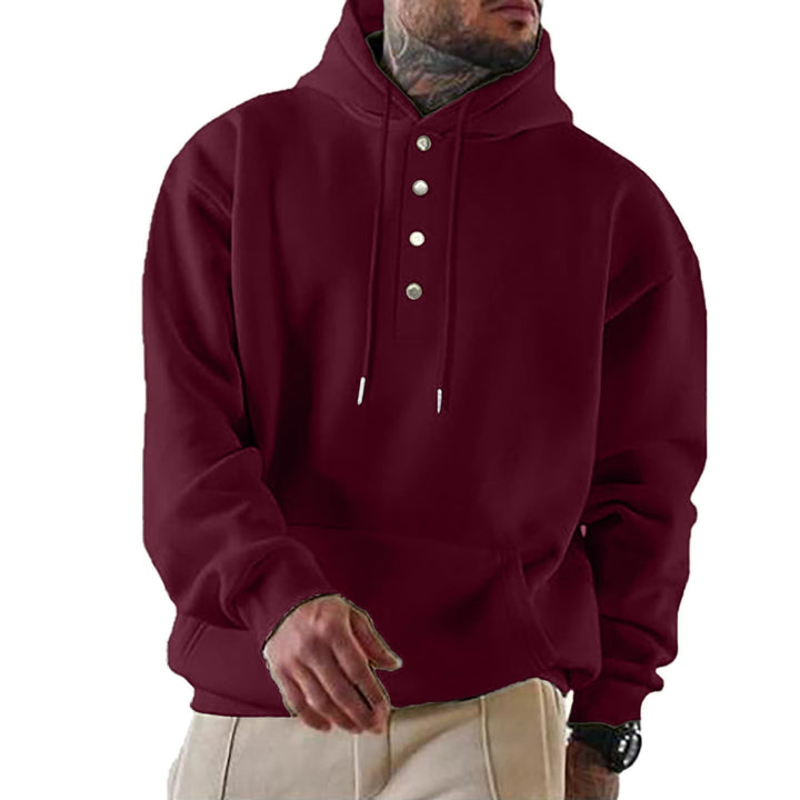 Herr Luvtröja med Henley Knapplist och Känguruficka EB