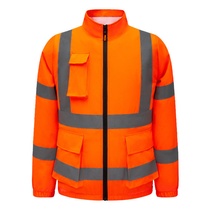 Unisex nano high-visibility warning jacka med reflective stripes och multifunctional outer fickor