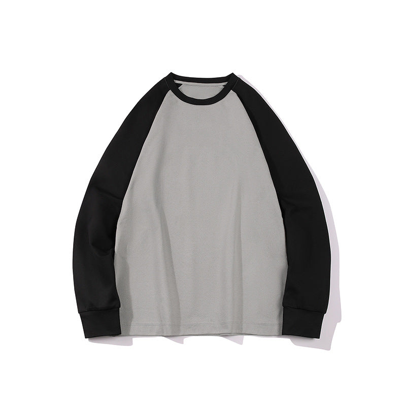 Herr Oversized Raglan College-Tröja med Färg Blocking och Ribbstickade Muddar