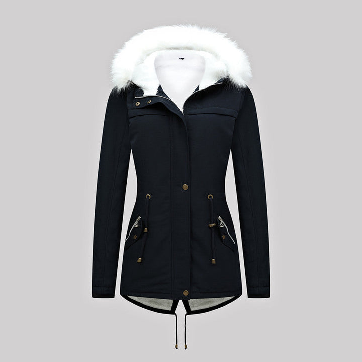 Dam skräddad vinter Parka med Thermofleecefoder och Detachable Faux Fur huva