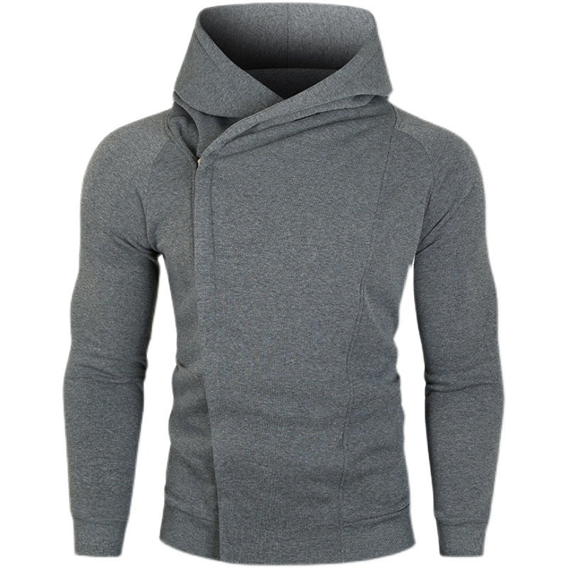 Herr Nan Asymmetrical Luvtröja med Wrap Krage och Concealed Knapplist, Smal Sportig Passform