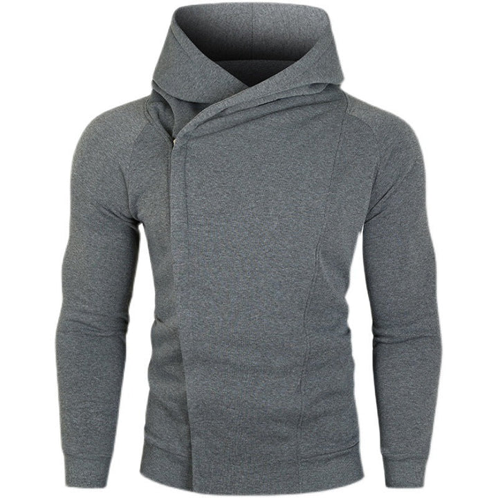 Herr Nan Asymmetrical Luvtröja med Wrap Krage och Concealed Knapplist, Smal Sportig Passform