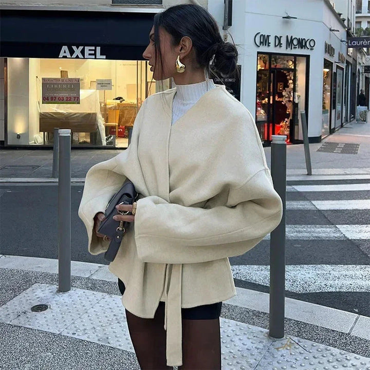 Dam 600+ Tailored Wrap Jacka med Tie Belt och Kimono Ärmar