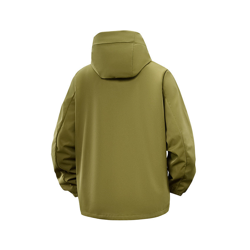 Herr Teknisk Softshell Hybrid Jacka med Fleecefoder och Justerbar Huva