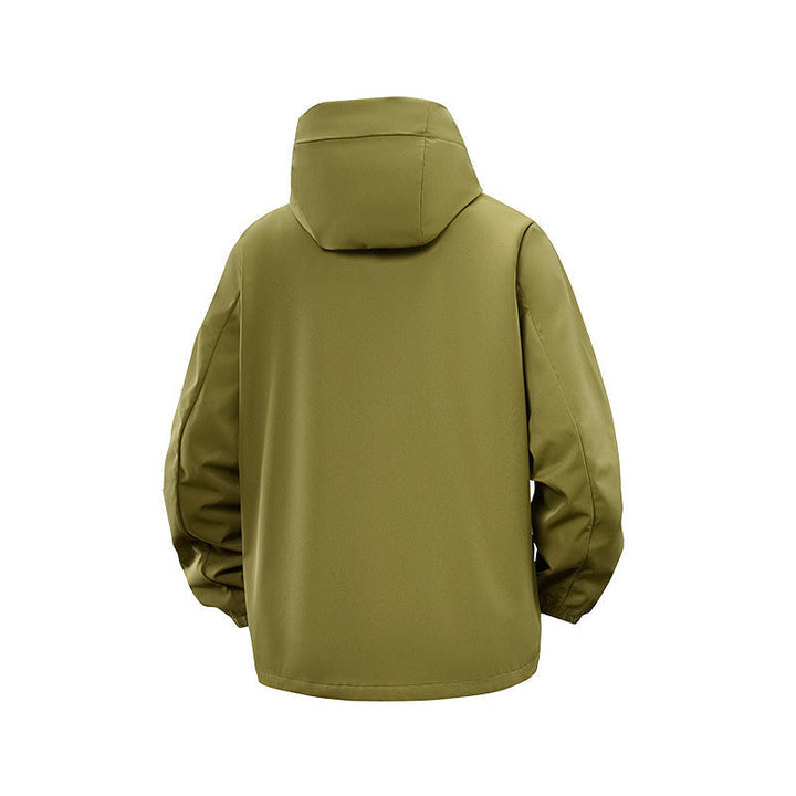 Herr Teknisk Softshell Hybrid Jacka med Fleecefoder och Justerbar Huva