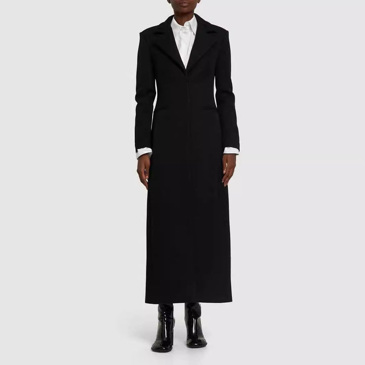 Dam skräddad lång modell kappa med Notched Lapel och Single-Breasted skärning