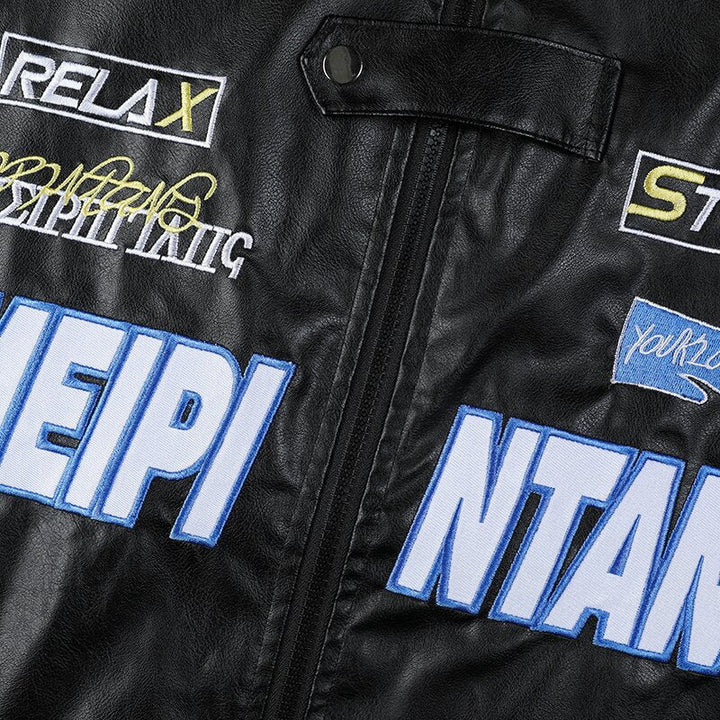 Herr Embroidered Utility Training Jacka i Racing Look med Stående Krage