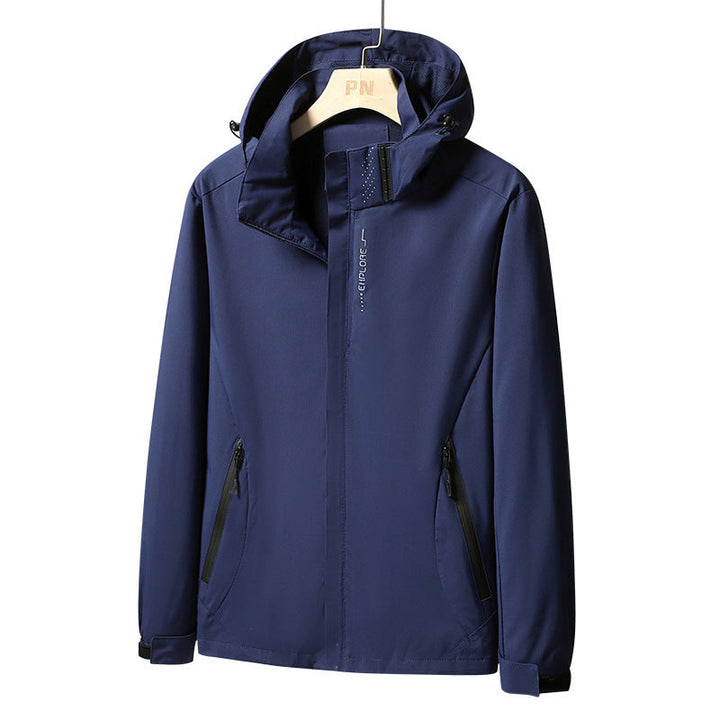 Herr Vattentät Softshell Jacka med Huva, Dragkedja Fickor och Justerbar Muddar