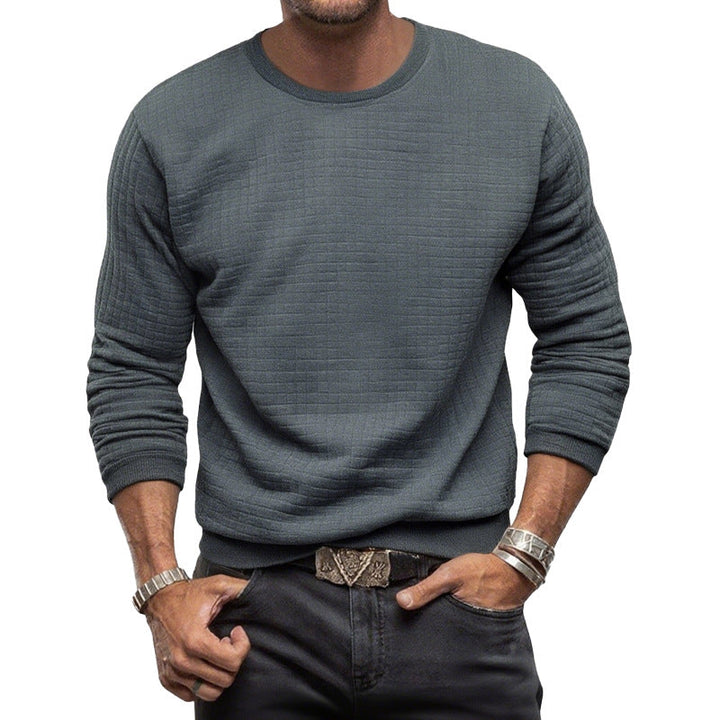 Herr Strukturerad Crew Neck College-Tröja Gjord av Quiltad Bomullsblandning