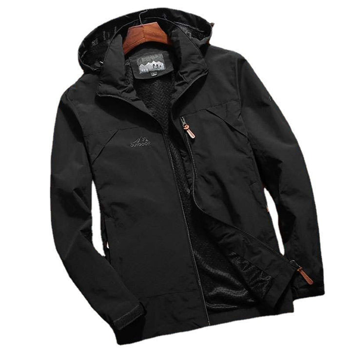 Herr Softshell Funktionell Jacka med Huva, Andningsbar Fleecefoder och Dold Dragkedjefickor