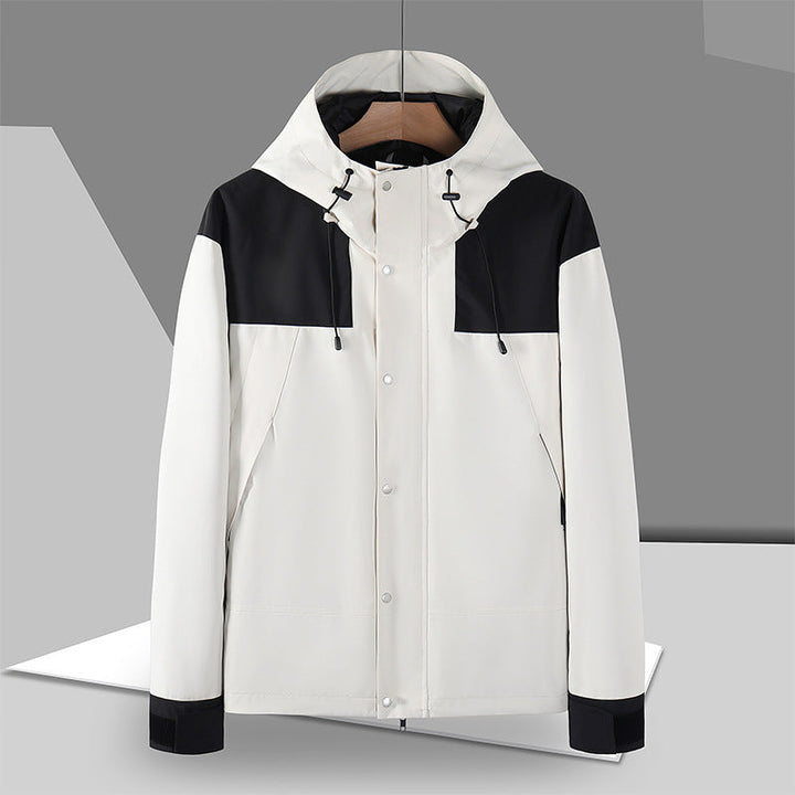 Herr Minimalistic Softshell-Luvtröja Jacka med Concealed Press Knapplist