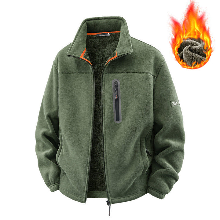 Herr Fleece Jacka med Hög Krage