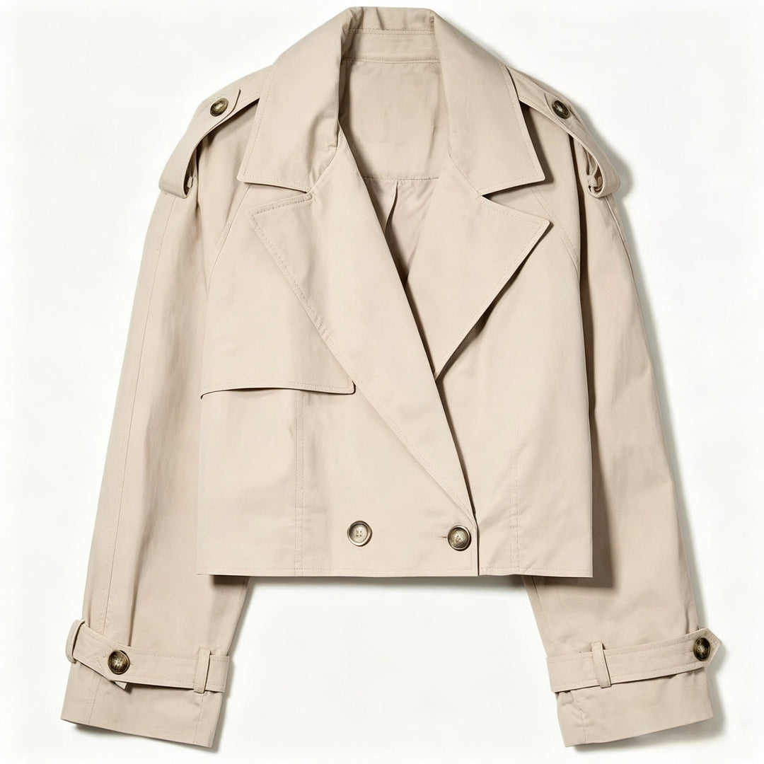 Dam kort skärning trenchcoat med Double-Breasted knappslå och Epaulettes