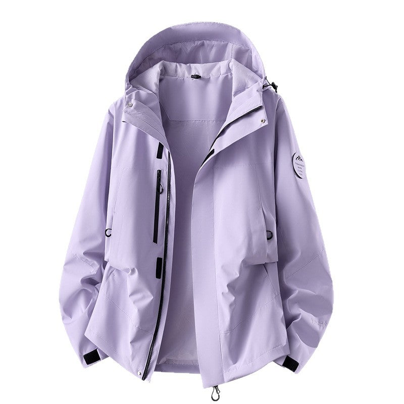 Dam Teknisk Three-Layer Softshell Regnjacka med Taped Sömmar och Multifunctional Fickor