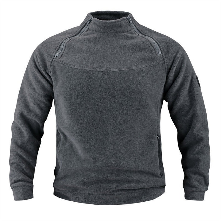 Herr Tactical Fleece Pullover med Axel Dragkedjor, Chin Guard, och Velcro Panel