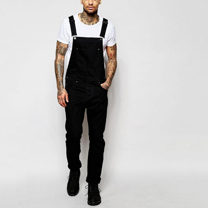 Herr casual Denim Overalls med Justerbar Straps och modern Passform