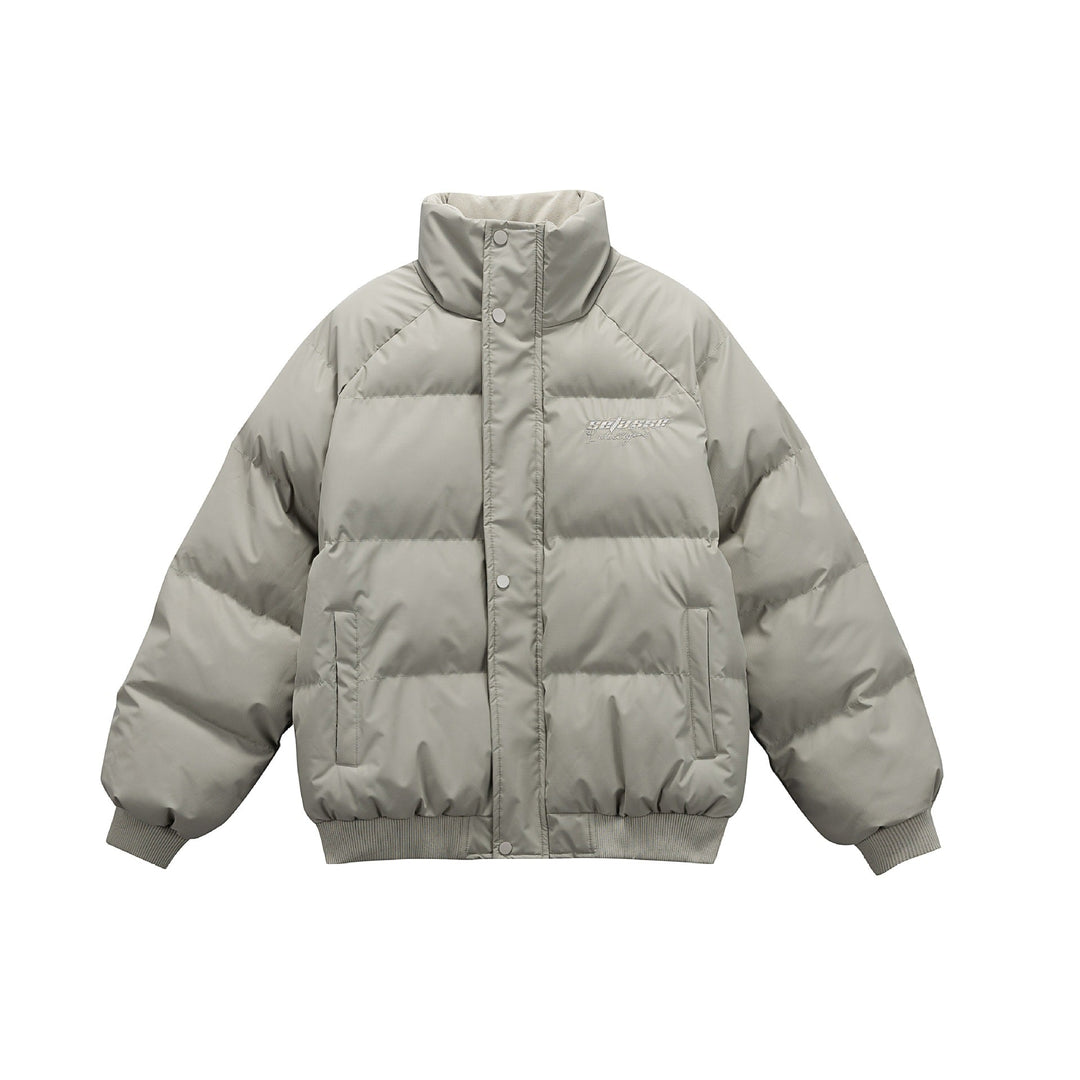 Dam Oversized Quiltad Jacka med Hög Ståkrage och Ribbstickade Muddar