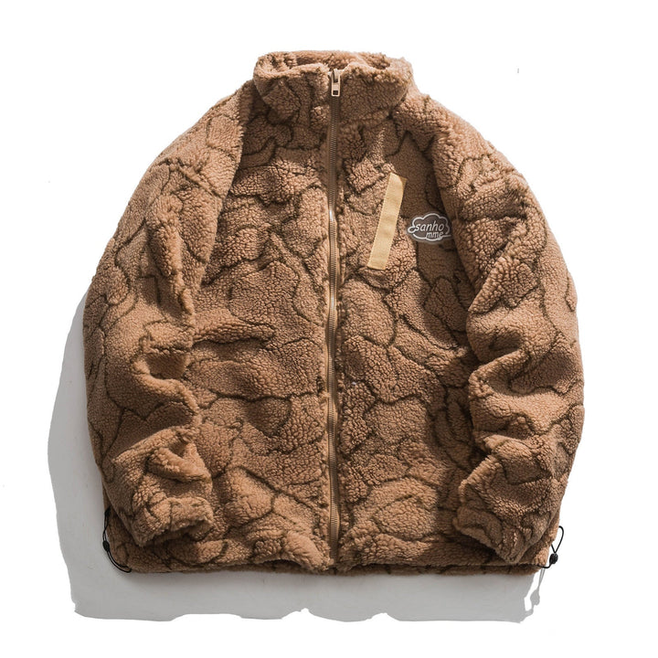 Dam cozy teddy fleecejacka med ståkrage och dragsko