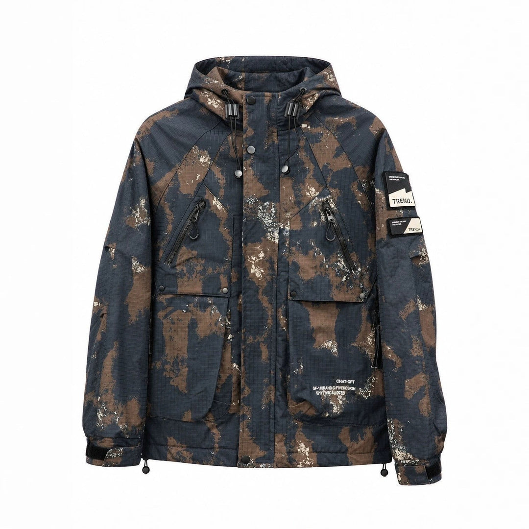 Herr teknisk Kamouflage parka med huva och Ripstop Ytter Material