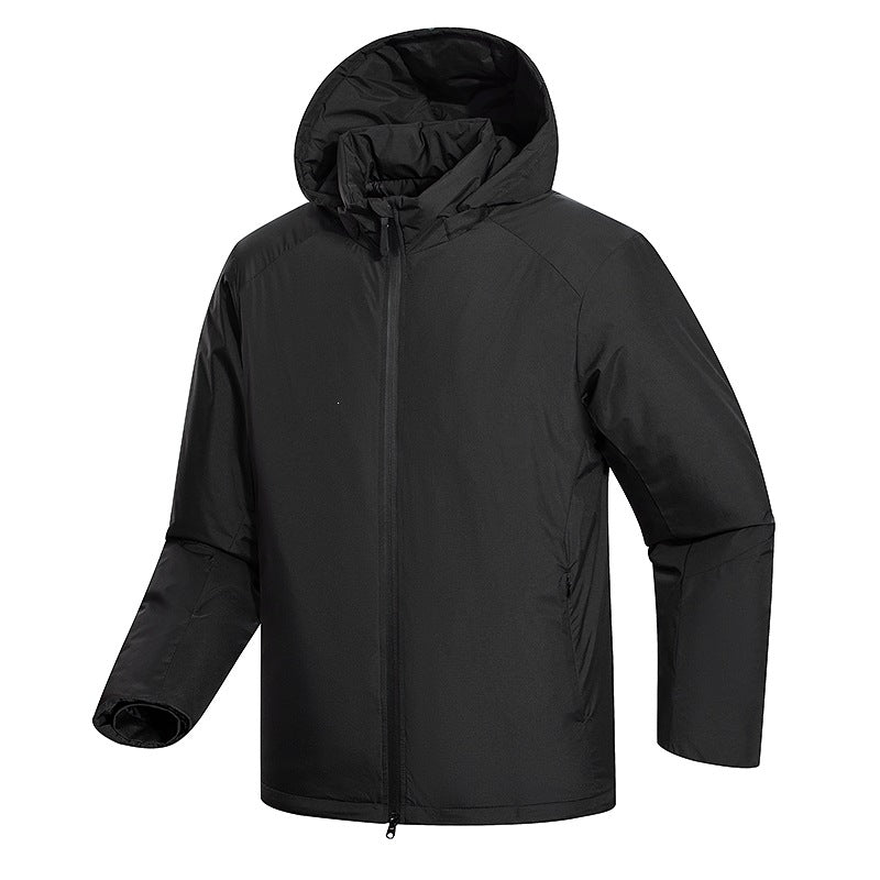 Herr Minimalistisk Termisk Luvtröja Jacka med Quiltad Insulation och Concealed Dragkedja