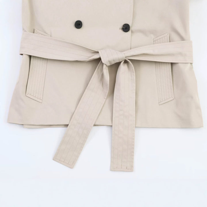 Dam Kort Oversize Trenchcoat med Belt och Cape Detail