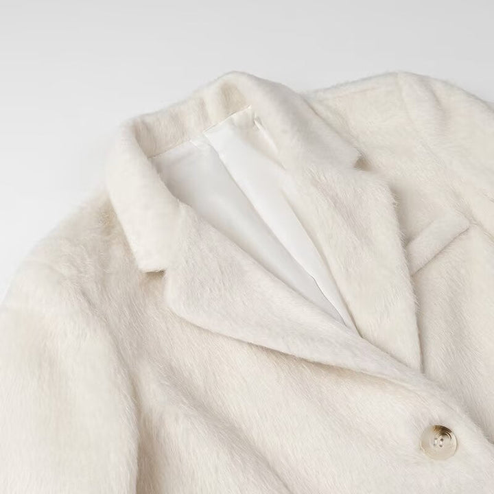 Dam vadderad oversize blazer kappa med slagkrage och utanpåfickor