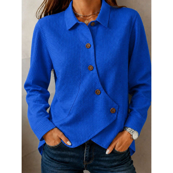 Dam structured waffle shirt jacka med asymmetrical knäppning och side pocket